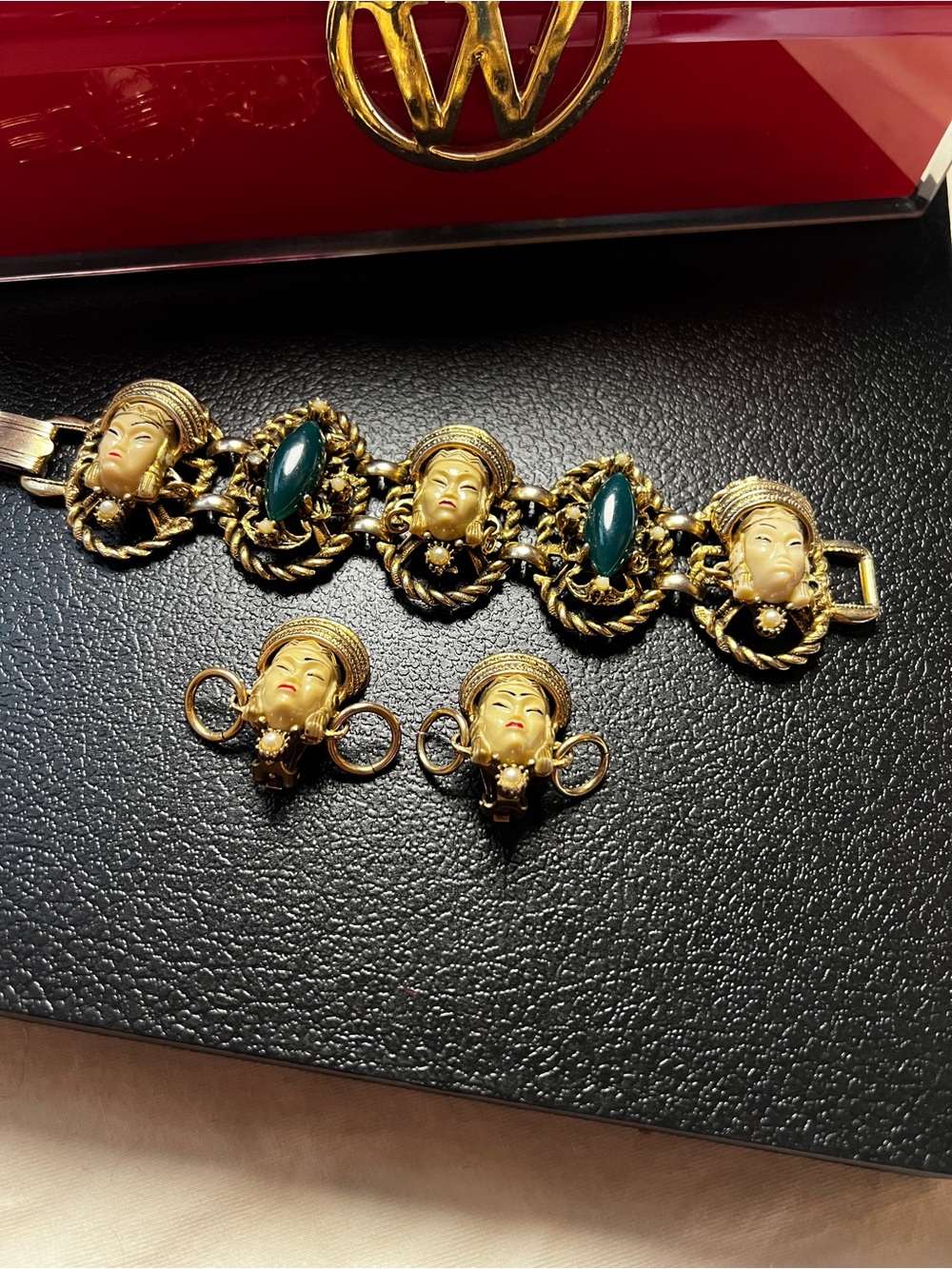 RARE Vintage Selro Selini Asian Princess Bracelet and Earrings